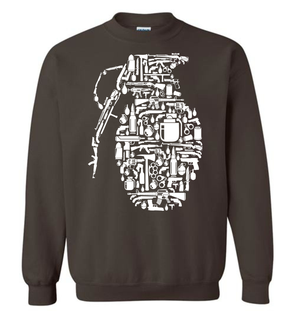 Grenade Made of Guns - Men's Shooting Sweatshirt - Dark Brown