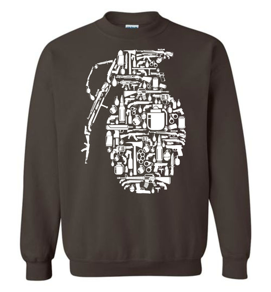 Grenade Made of Guns - Men's Shooting Sweatshirt - Dark Brown