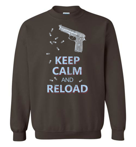 Keep Calm and Reload - Pro Gun Men's Sweatshirt - Dark Brown