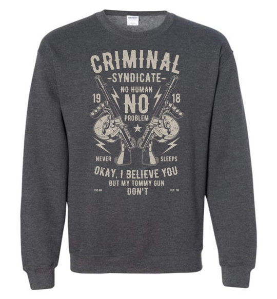 Thompson Submachine Gun Men's Pro Gun Sweatshirt - Dark Brown