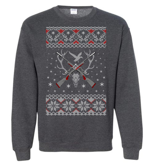 Hunting Ugly Christmas Sweater - Shooting Men's Sweatshirt - Dark Heather