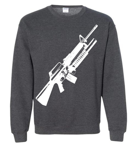 M16A2 Rifles with M203 Grenade Launcher - Pro Gun Tactical Men's Sweatshirt - Dark Heather