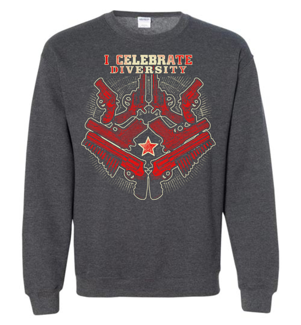 I Celebrate Diversity - Pro Gun Tactical Men's Sweatshirt - Dark Heather