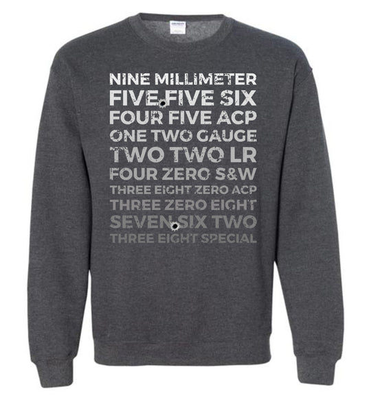 Top 10 Most Popular U.S. Calibers - Men's Pro Gun Sweatshirt - Dark Heather