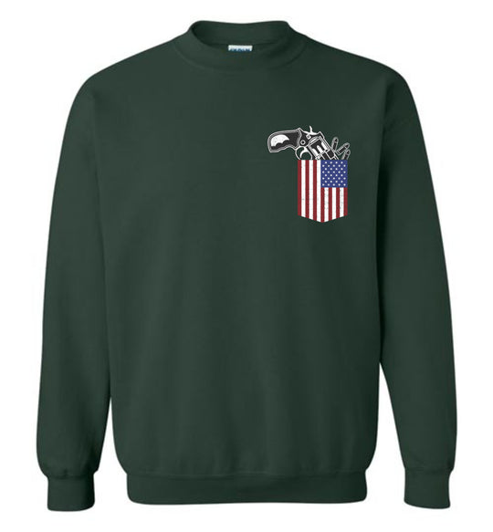 Gun in the Pocket, USA Flag-2nd Amendment Men's Sweatshirt-Green