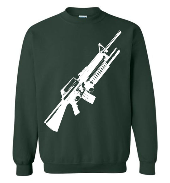 M16A2 Rifles with M203 Grenade Launcher - Pro Gun Tactical Men's Sweatshirt - Green
