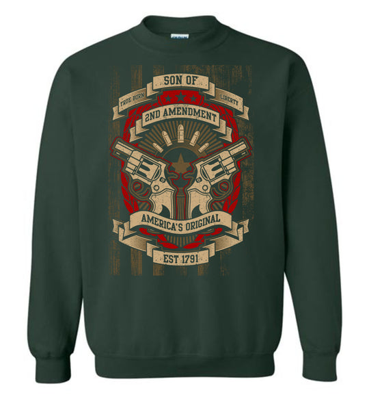 Son of Liberty 2nd Amendment Men's Apparel - Green Sweatshirt
