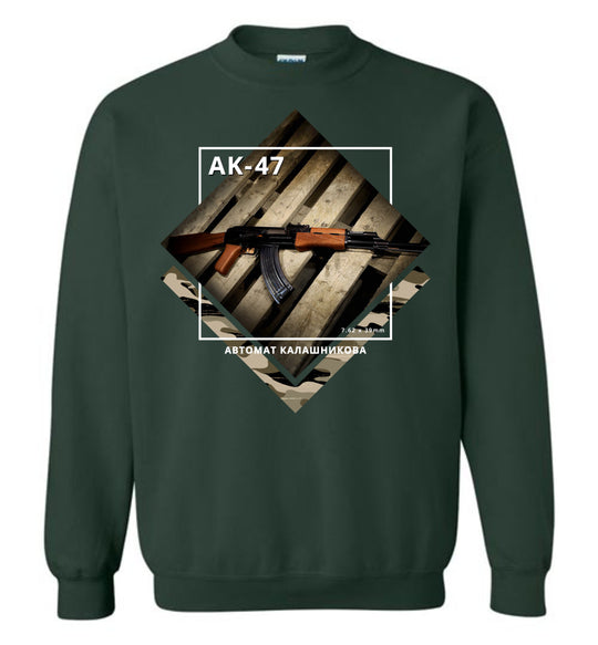 AK-47 Rifle - Tactical Men's Apparel - Green Sweatshirt