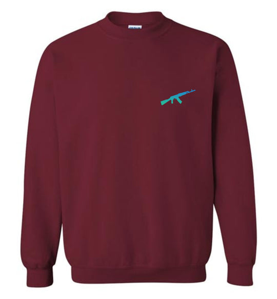 AK-47 AKM Rifle Silhouette Firearm Men's Sweatshirt - Garnet