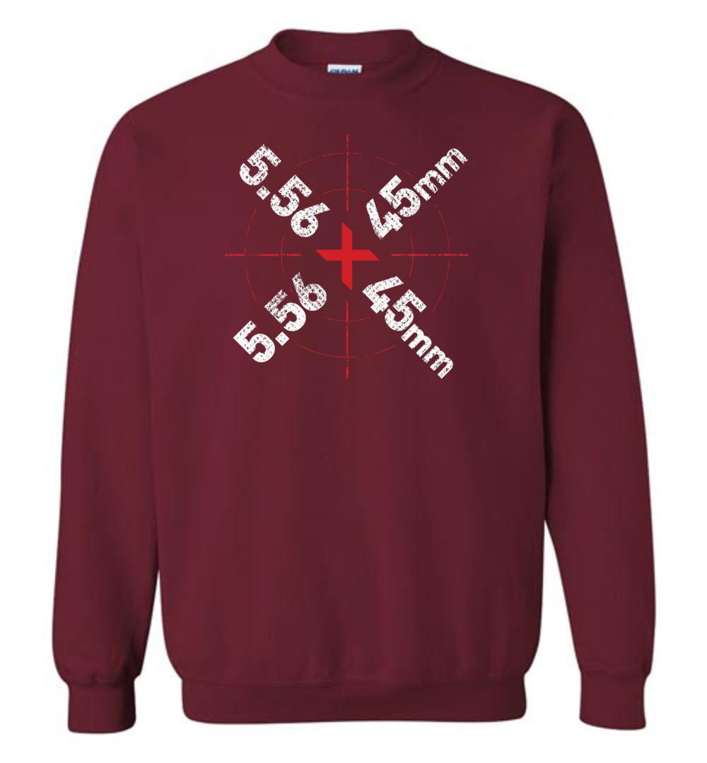 5.56 x 45mm Caliber Ammo AR-15 Shooting Gun Men's Sweatshirt - Garnet