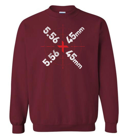 5.56 x 45mm Caliber Ammo AR-15 Shooting Gun Men's Sweatshirt - Garnet