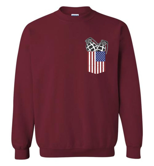 Pocket With Grenades Men's 2nd Amendment Sweatshirt - Garnet