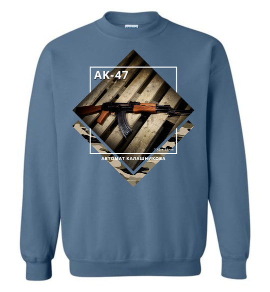 AK-47 Rifle - Tactical Men's Apparel - Indigo Blue Sweatshirt