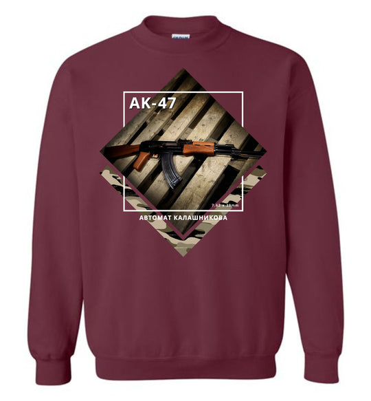 AK-47 Rifle - Tactical Men's Apparel - Maroon Sweatshirt