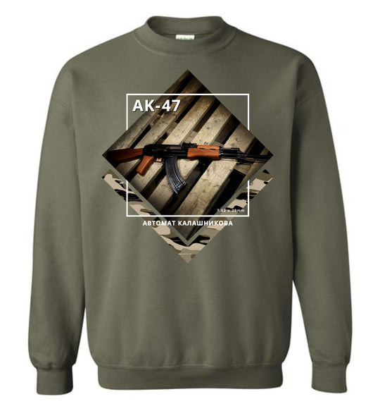 AK-47 Rifle - Tactical Men's Apparel - Military Green Sweatshirt