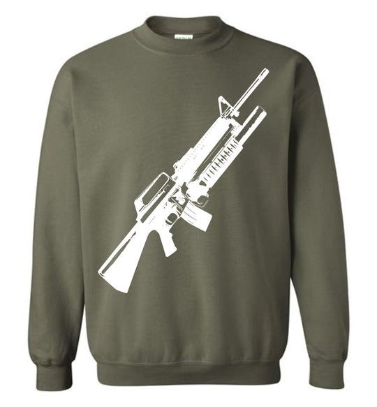 M16A2 Rifles with M203 Grenade Launcher - Pro Gun Tactical Men's Sweatshirt - Military Green
