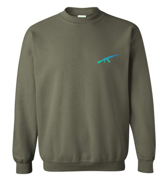 AK-47 AKM Rifle Silhouette Firearm Men's Sweatshirt - Military Green
