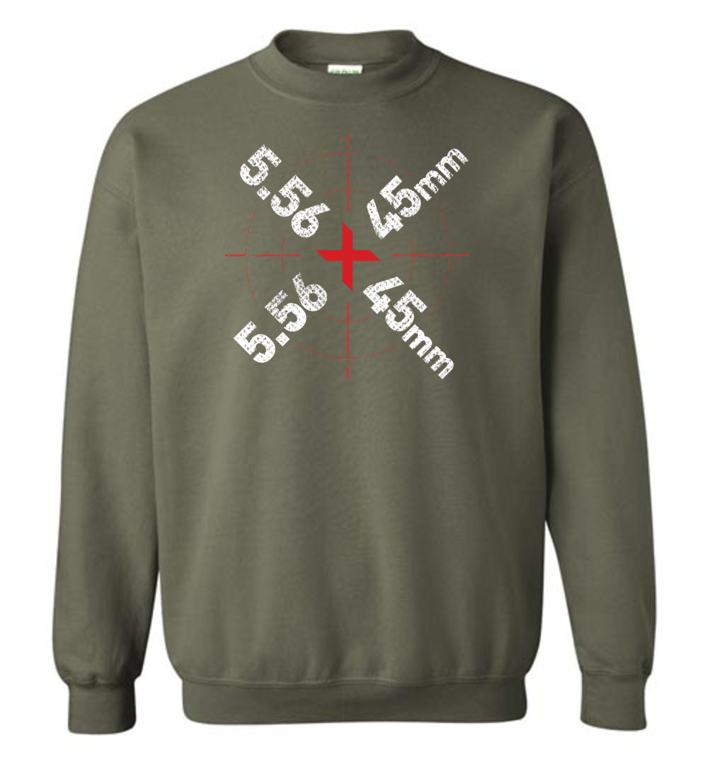 5.56 x 45mm Caliber Ammo AR-15 Shooting Gun Men's Sweatshirt - Military Green