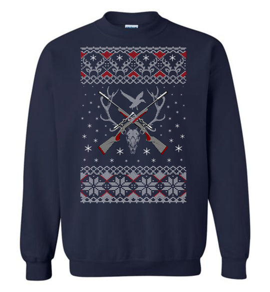 Hunting Ugly Christmas Sweater - Shooting Men's Sweatshirt - Navy
