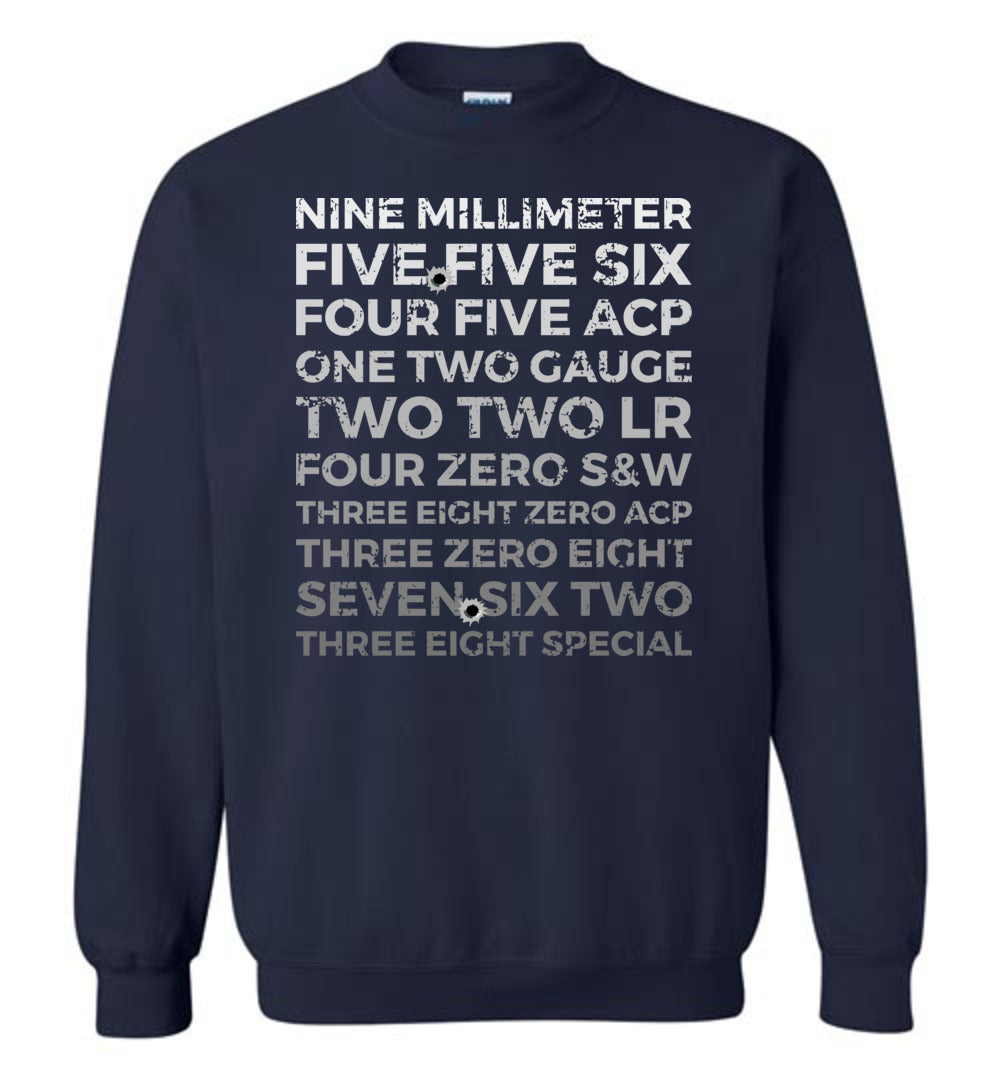 Top 10 Most Popular U.S. Calibers - Men's Pro Gun Sweatshirt - Navy