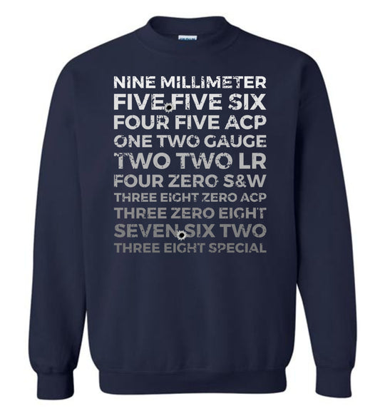 Top 10 Most Popular U.S. Calibers - Men's Pro Gun Sweatshirt - Navy