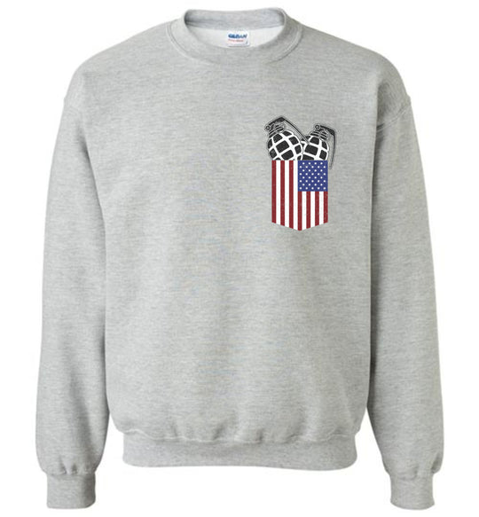 Pocket With Grenades Men's 2nd Amendment Sweatshirt - Sports Grey