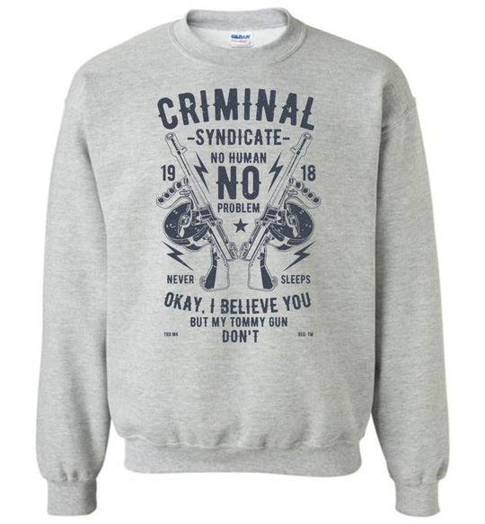Thompson Submachine Gun Men's Pro Gun Sweatshirt - Sports Grey