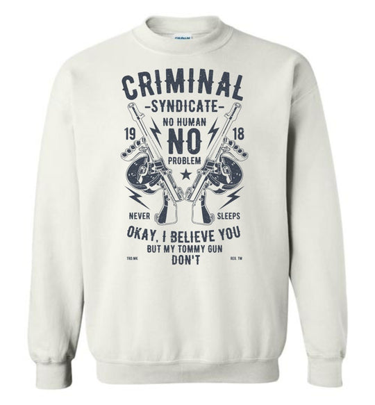 Thompson Submachine Gun Men's Pro Gun Sweatshirt - White