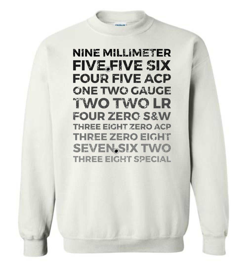 Top 10 Most Popular U.S. Calibers - Men's Pro Gun Sweatshirt - White