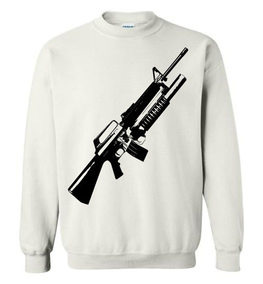 M16A2 Rifles with M203 Grenade Launcher - Pro Gun Tactical Men's Sweatshirt - White