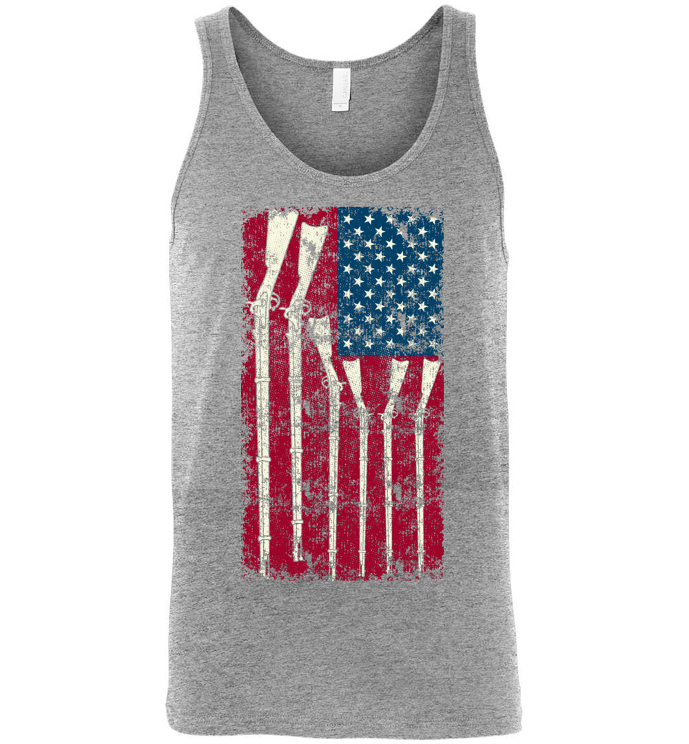 American Flag with Guns - 2nd Amendment Men's Tank Top - Athletic Heather