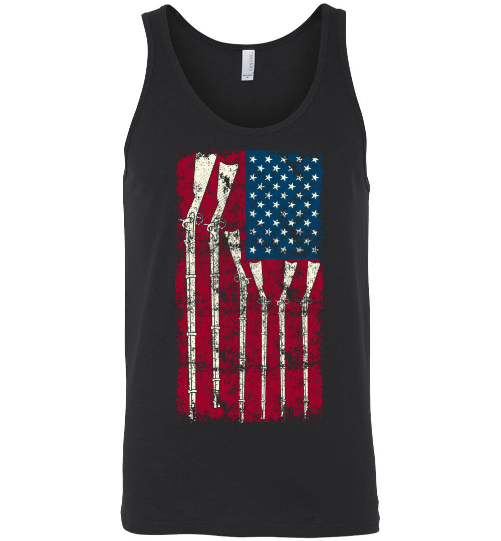 American Flag with Guns - 2nd Amendment Men's Tank Top - Black