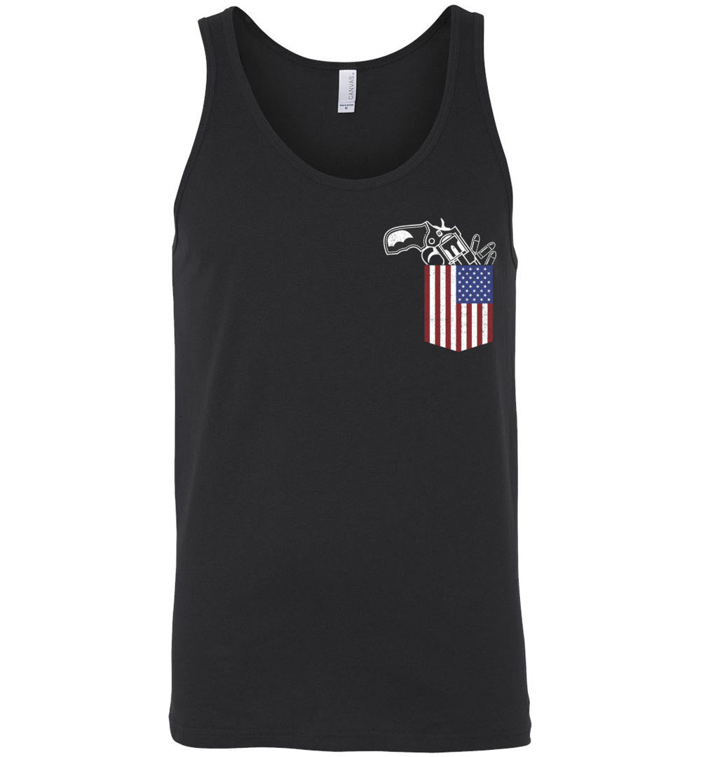 Gun in the Pocket, USA Flag-2nd Amendment Men's Tank Top-Black