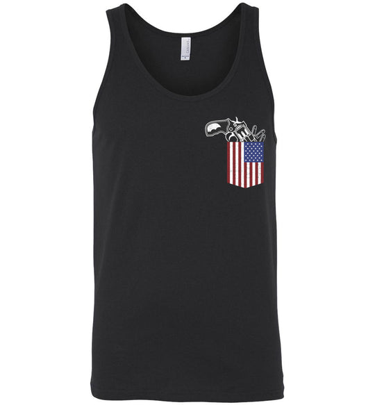Gun in the Pocket, USA Flag-2nd Amendment Men's Tank Top-Black