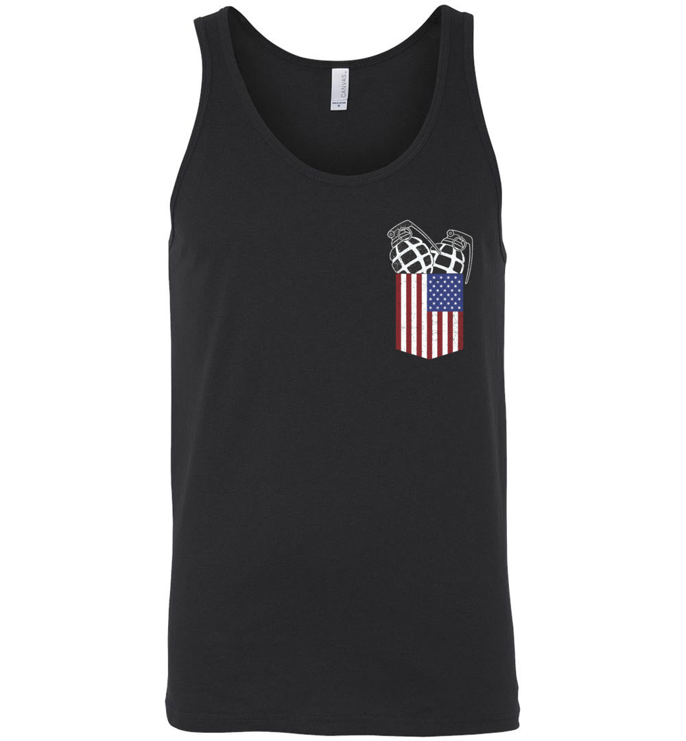 Pocket With Grenades Men's 2nd Amendment Tank Top - Black