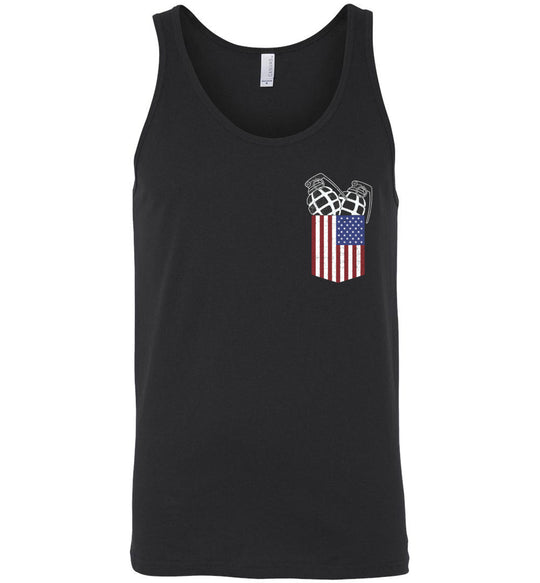 Pocket With Grenades Men's 2nd Amendment Tank Top - Black