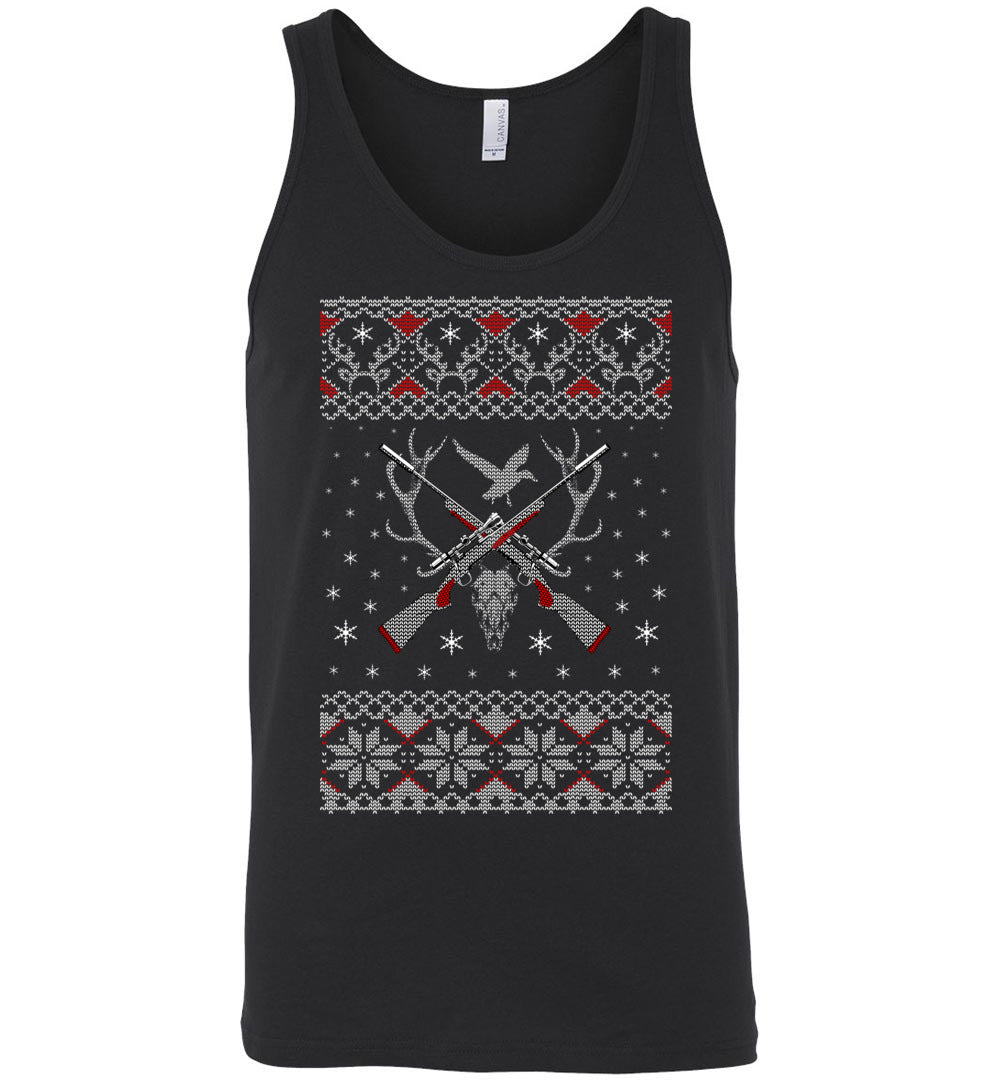Hunting Ugly Christmas Sweater - Shooting Men's Tank Top - Black