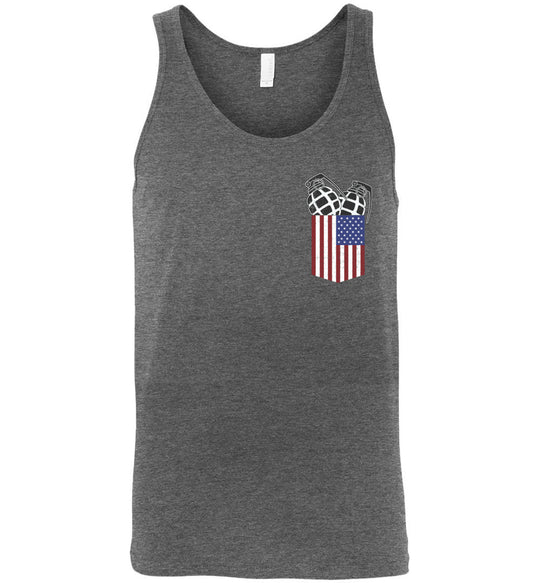 Pocket With Grenades Men's 2nd Amendment Tank Top - Deep Heather