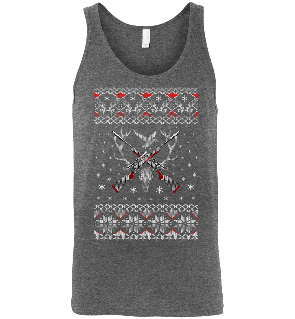 Hunting Ugly Christmas Sweater - Shooting Men's Tank Top - Deep Heather