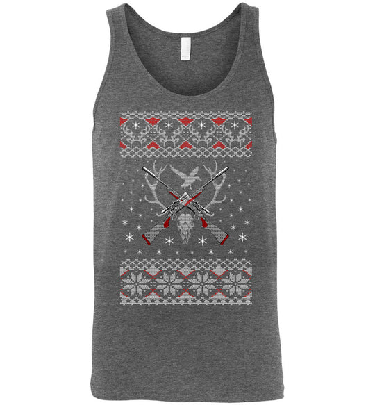 Hunting Ugly Christmas Sweater - Shooting Men's Tank Top - Deep Heather