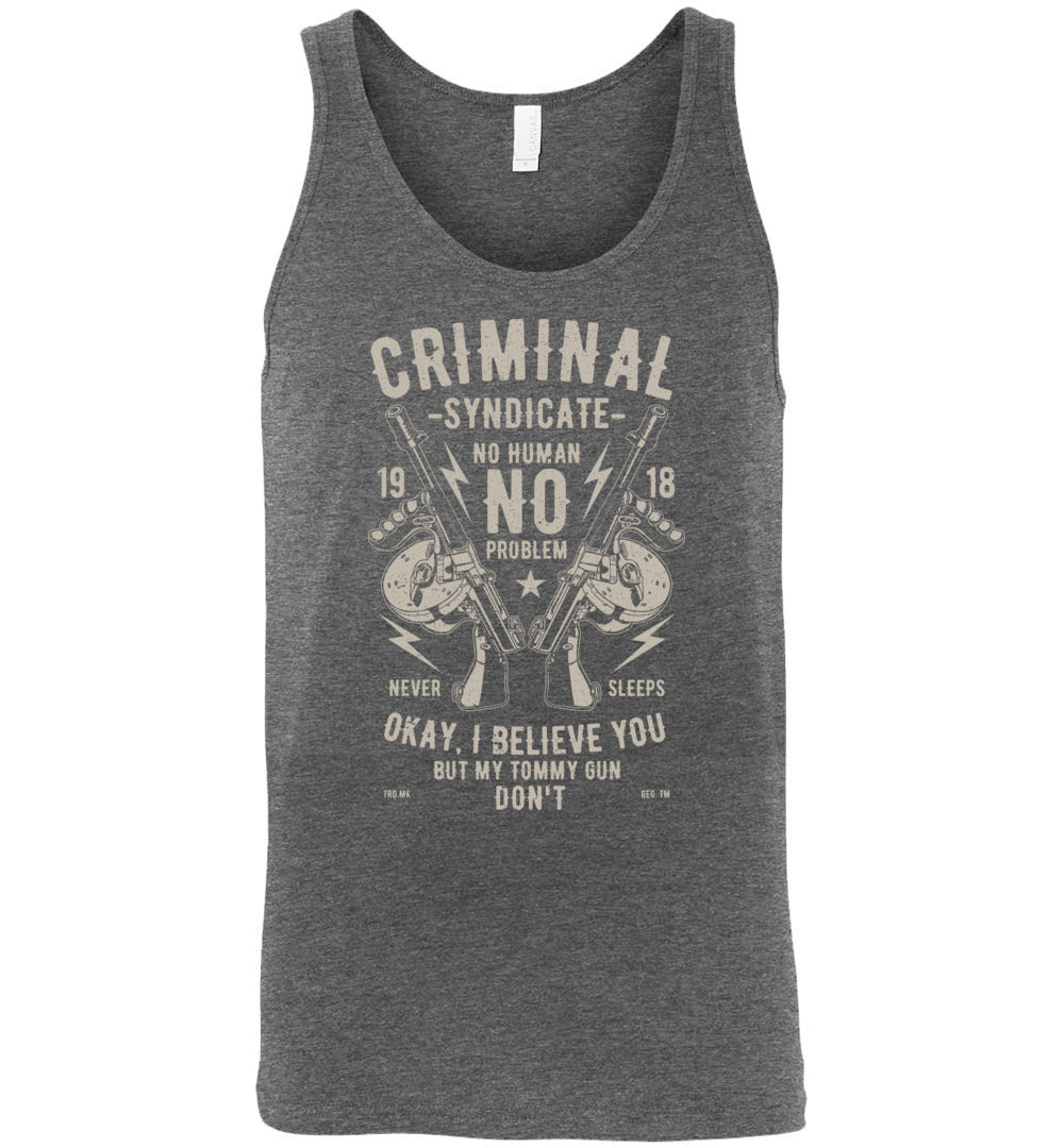 Thompson Submachine Gun Men's Pro Gun Tank Top - Deep Heather