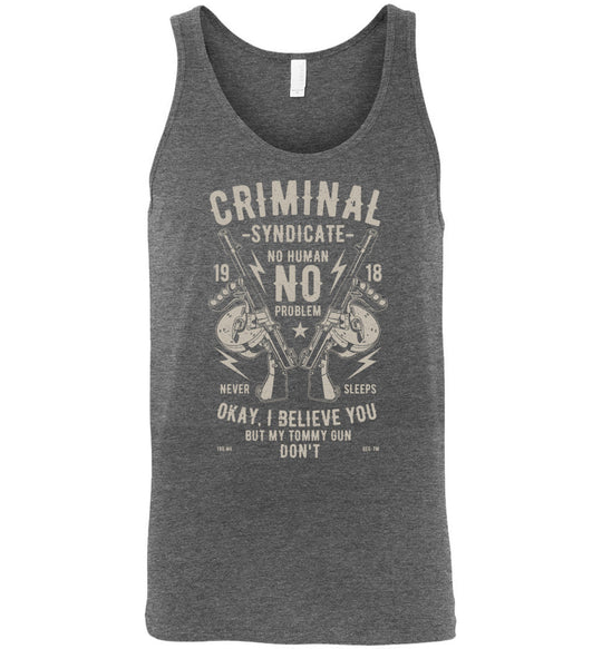 Thompson Submachine Gun Men's Pro Gun Tank Top - Deep Heather