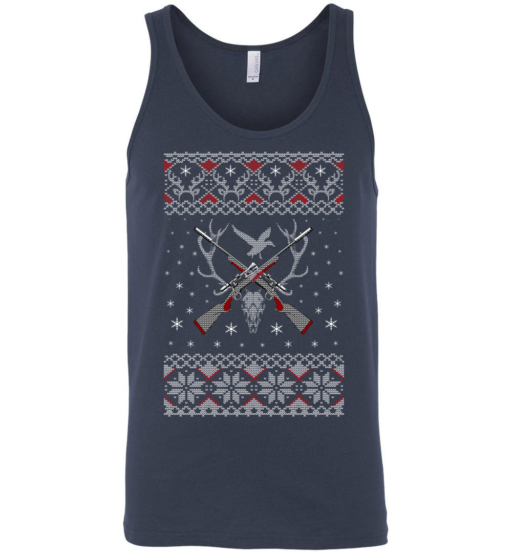 Hunting Ugly Christmas Sweater - Shooting Men's Tank Top - Navy