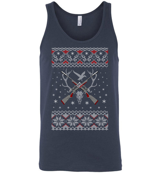 Hunting Ugly Christmas Sweater - Shooting Men's Tank Top - Navy