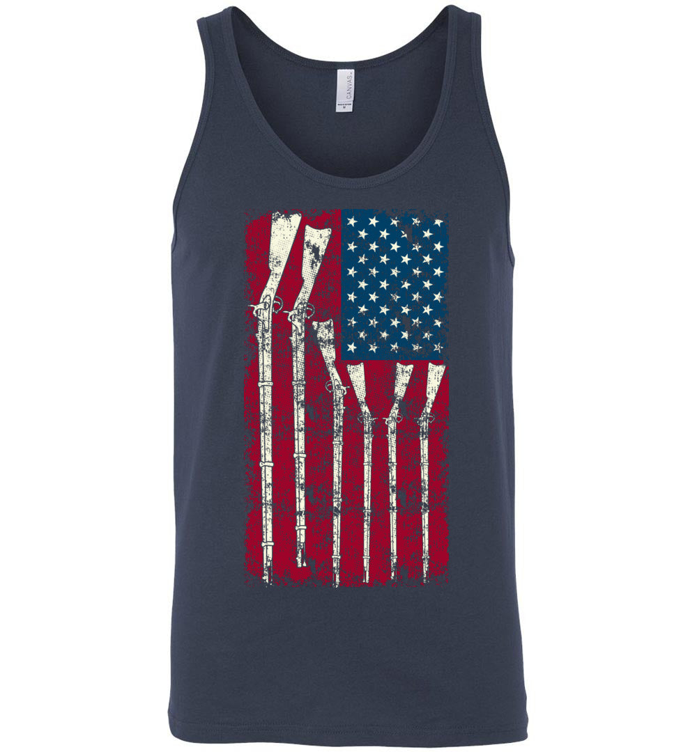 American Flag with Guns - 2nd Amendment Men's Tank Top - Navy