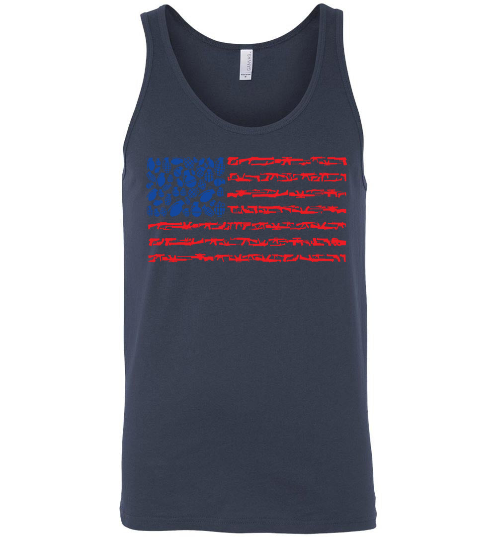 American Flag Made of Guns 2nd Amendment Men’s Tank Top - Navy