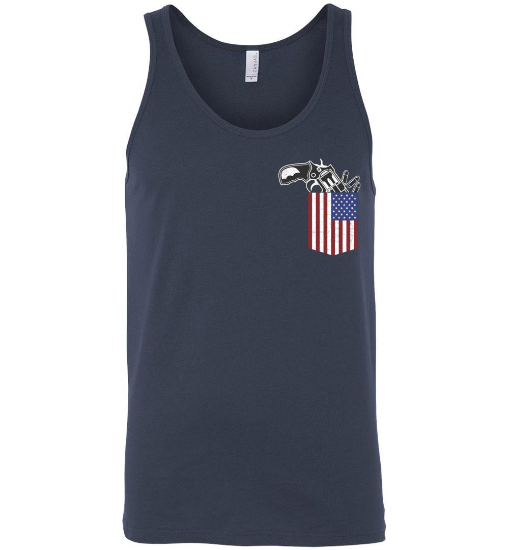 Gun in the Pocket, USA Flag-2nd Amendment Men's Tank Top-Navy