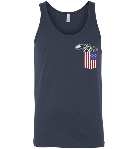 Gun in the Pocket, USA Flag-2nd Amendment Men's Tank Top-Navy