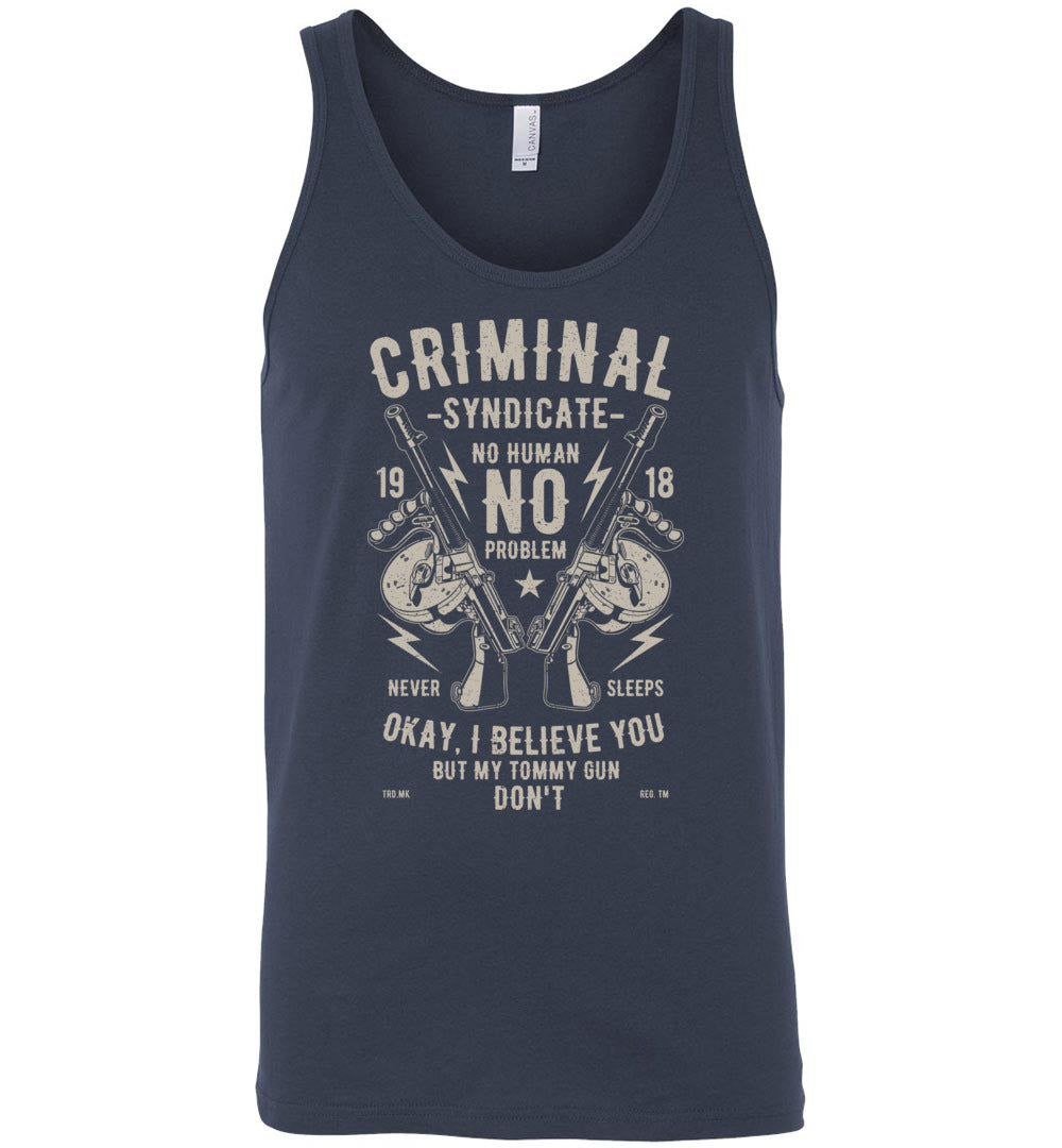 Thompson Submachine Gun Men's Pro Gun Tank Top - Navy