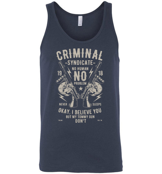 Thompson Submachine Gun Men's Pro Gun Tank Top - Navy